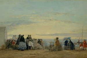 Sur la plage, coucher de soleil