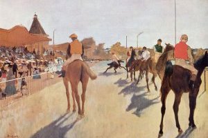 Le Défilé, dit aussi Chevaux de course devant les tribunes